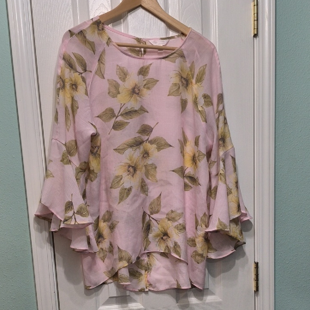 LC Lauren Conrad Pink Green Boxy Blouse